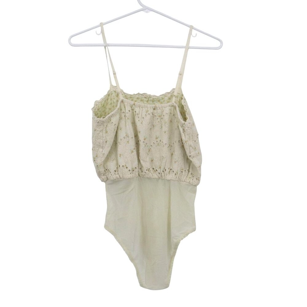 Free People Jillian Bodysuit Womens S Cream Girlhood Grannycore Cottagecore Boho View 4